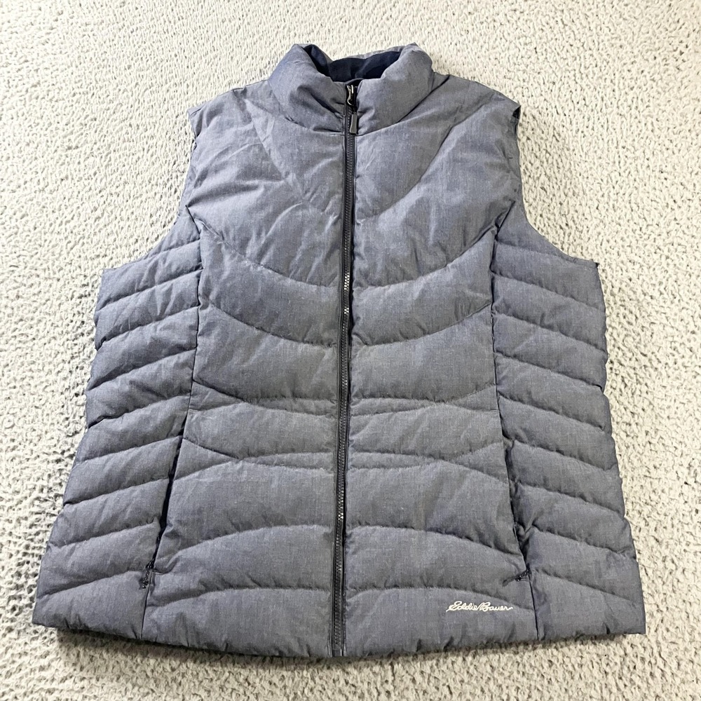 Eddie Bauer Vest Womens‎ XXL Gray EB650 Down Quilted Puffer Winter Warm Outdoor